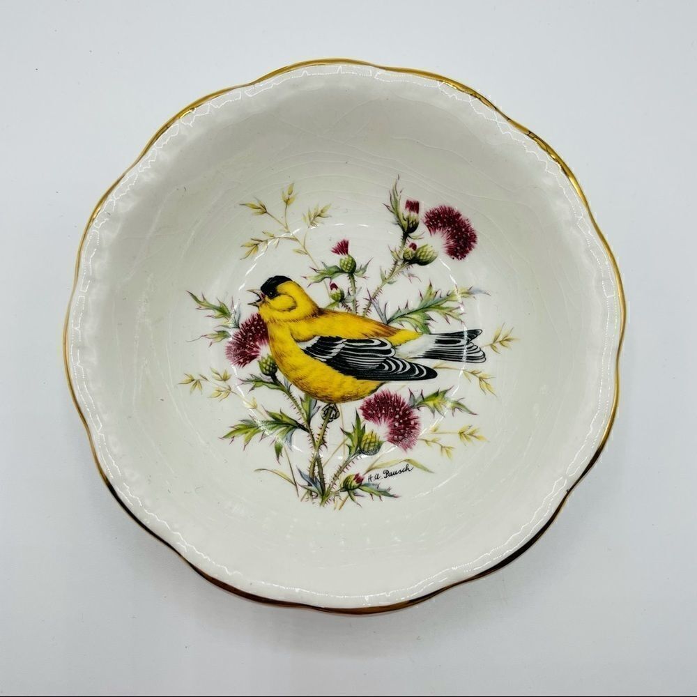 Vintage Royal Cauldon England Goldfinch Small Bowl